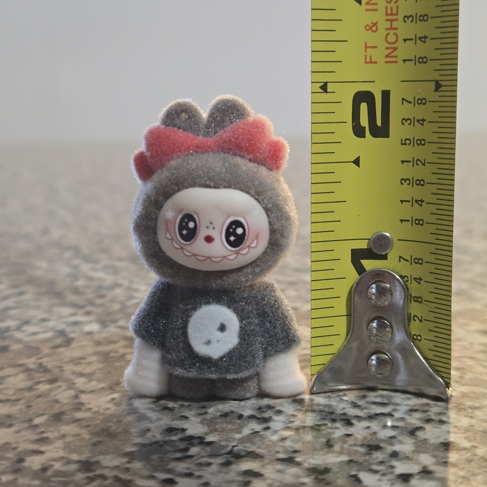 Cute Fuzzy Mini Gray and Red Labubu Figurine - Picture 6 of 6